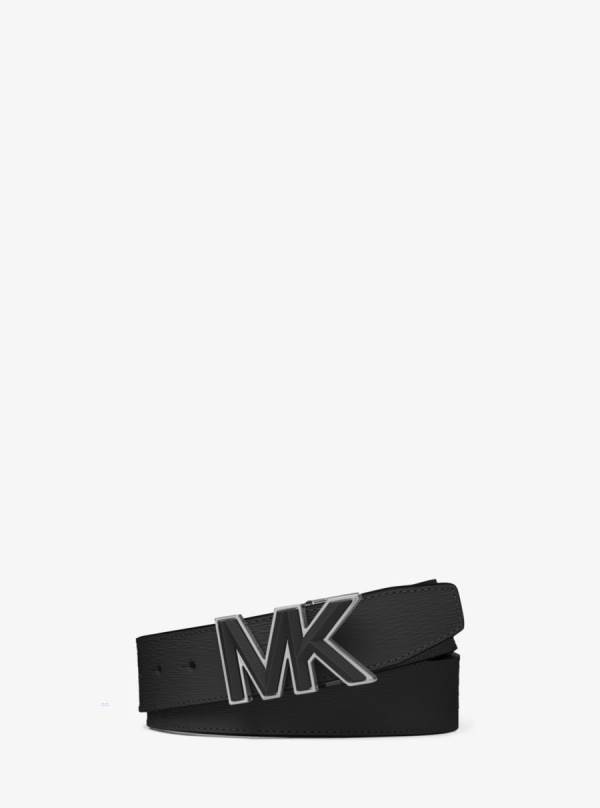 Panske Opasky Michael Kors Logo Buckle Leather Čierne - Doplnky Michael Kors Lacne | ZNOYU-5810